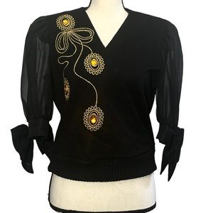 John Angelo for Pal•La•Dino Sweater 10 Black V-Neck